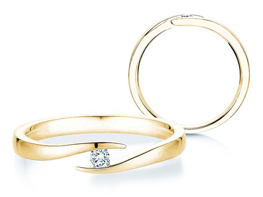 Verlovingsring Twist in 14K geelgoud met diamant 0,05ct H/SI