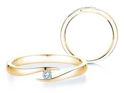 Verlovingsring Twist in 14K geelgoud met diamant 0,05ct G/SI