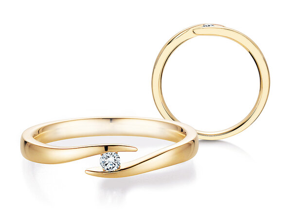 Verlovingsring Twist in 14K geelgoud met diamant 0,05ct H/SI
