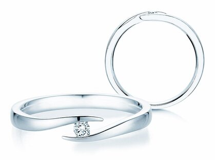 Verlovingsring Twist in 14K witgoud met diamant 0,05ct G/SI