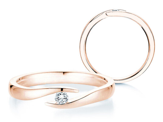 Verlovingsring Twist in 14K roségoud met diamant 0,07ct H/SI