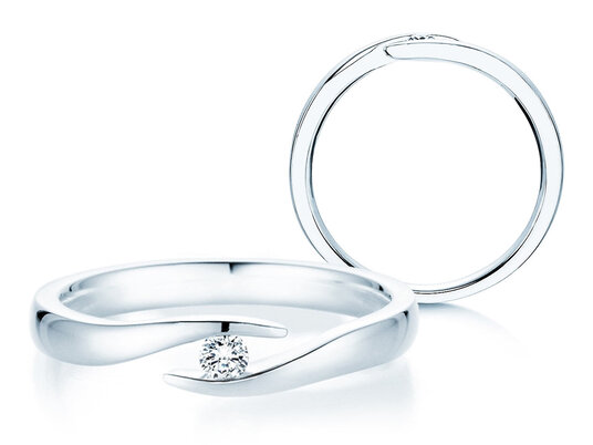 Verlovingsring Twist in zilver 925/- met diamant 0,07ct G/VS