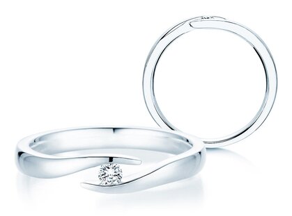 Verlovingsring Twist in 14K witgoud met diamant 0,07ct G/SI