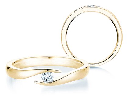 Verlovingsring Twist in 14K geelgoud met diamant 0,15ct G/SI