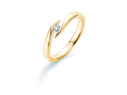 Verlovingsring Twist in 18K geelgoud met diamant 0,10ct H/SI