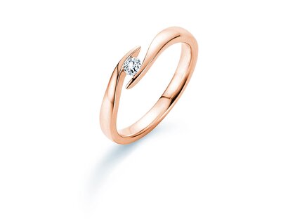 Verlovingsring Twist in 14K roségoud met diamant 0,10ct G/SI