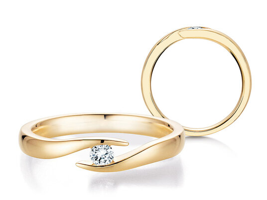 Verlovingsring Twist in 14K geelgoud met diamant 0,10ct H/SI