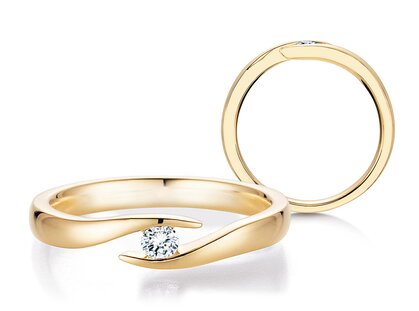 Verlovingsring Twist in 14K geelgoud met diamant 0,10ct G/SI