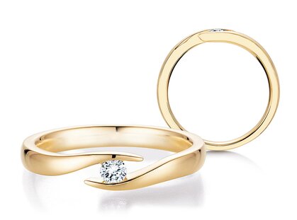 Verlovingsring Twist in 14K geelgoud met diamant 0,10ct G/SI