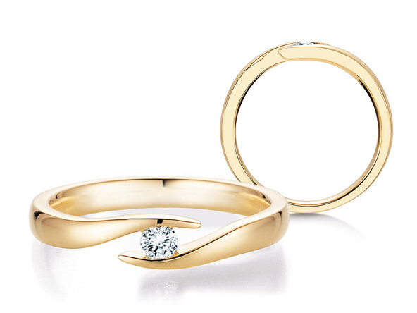 Verlovingsring Twist in 14K geelgoud met diamant 0,10ct H/SI