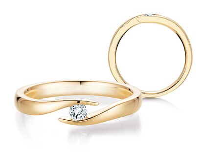 Verlovingsring Twist in 9K geelgoud met diamant 0,15ct G/SI