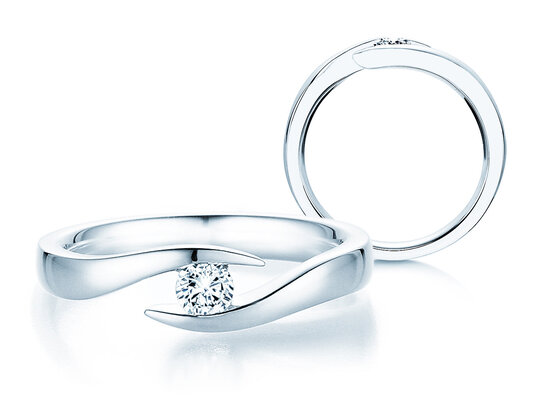 Verlovingsring Twist in 14K witgoud met diamant 0,20ct H/SI