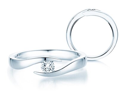 Verlovingsring Twist in 14K witgoud met diamant 0,20ct H/SI