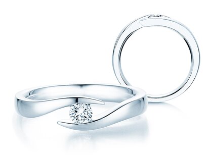 Verlovingsring Twist in 14K witgoud met diamant 0,20ct G/SI