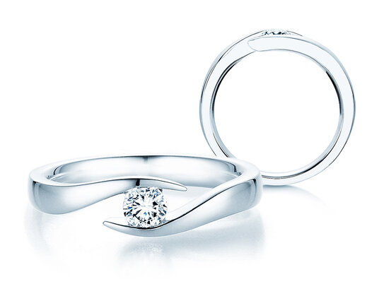 Verlovingsring Twist in 9K witgoud met diamant 0,25ct H/SI