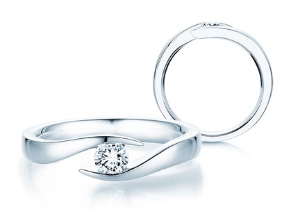 Verlovingsring Twist in 14K witgoud met diamant 0,25ct H/SI