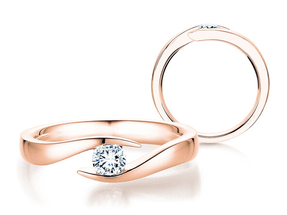 Verlovingsring Twist in 9K roségoud met diamant 0,03ct