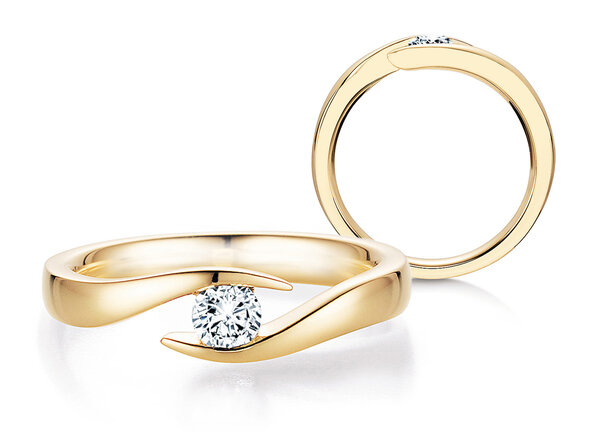 Verlovingsring Twist in 14K geelgoud met diamant 0,25ct G/SI