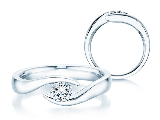Verlovingsring Twist in 9K witgoud met diamant 0,25ct H/SI
