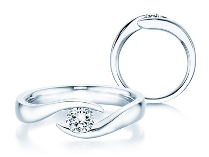 Verlovingsring Twist in 9K witgoud met diamant 0,30ct H/SI