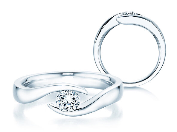 Verlovingsring Twist in 9K witgoud met diamant 0,30ct H/SI
