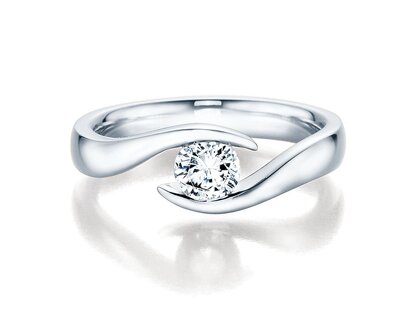 Verlovingsring Twist in 18K witgoud met diamant 0,40ct H/SI