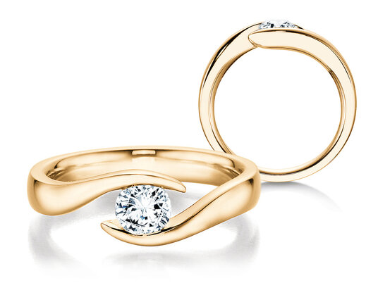 Verlovingsring Twist in 18K geelgoud met diamant 0,40ct H/SI