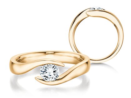 Verlovingsring Twist in 18K geelgoud met diamant 0,40ct H/SI