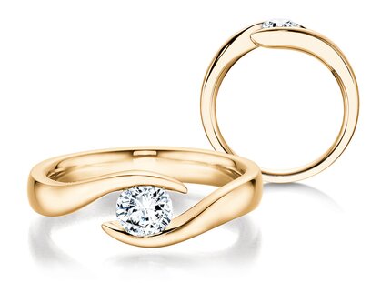 Verlovingsring Twist in 18K geelgoud met diamant 0,40ct G/SI
