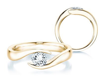 Verlovingsring Twist in 18K geelgoud met diamant 0,50ct H/SI
