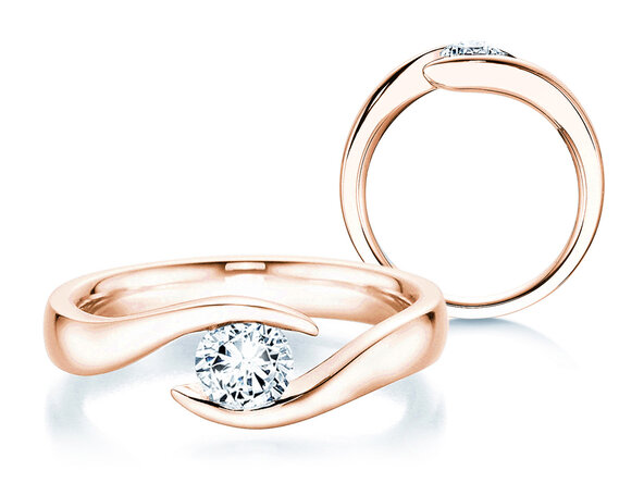 Verlovingsring Twist in 18K roségoud met diamant 0,50ct G/SI