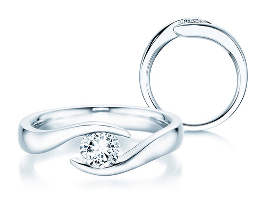 Verlovingsring Twist in 9K witgoud met diamant 0,50ct H/SI