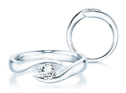 Verlovingsring Twist in 14K witgoud met diamant 0,50ct H/SI