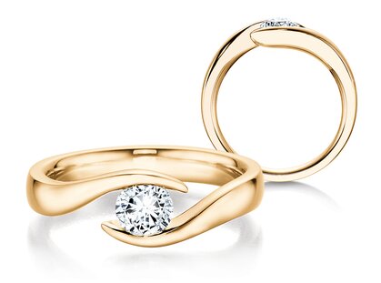 Verlovingsring Twist in 14K geelgoud met diamant 0,50ct H/SI