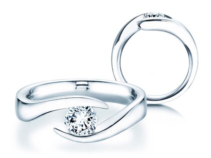 Verlovingsring Twist in 9K witgoud met diamant 0,75ct H/SI