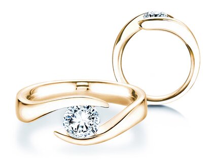 Verlovingsring Twist in 14K geelgoud met diamant 1,00ct H/SI