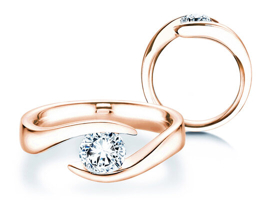 Verlovingsring Twist in 9K roségoud met diamant 1,00ct H/SI