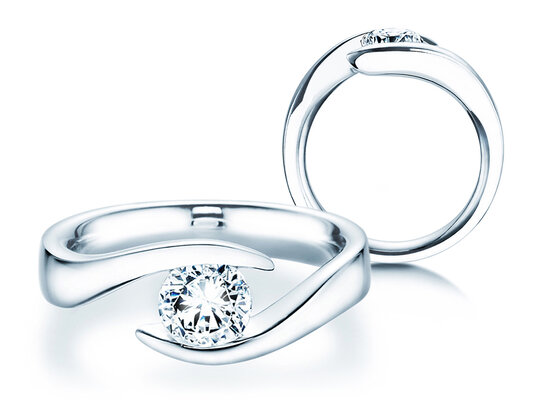 Verlovingsring Twist in 9K witgoud met diamant 1,00ct H/SI