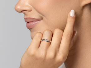 Verlovingsring Twist in zilver 925/- met diamant 0,10ct G/VS