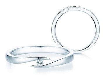 Verlovingsring Twist in zilver 925/- met diamant 0,03ct G/SI