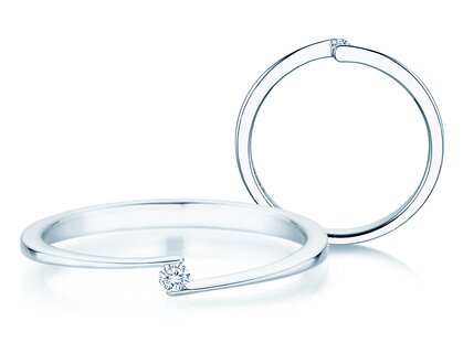 Verlovingsring Vibe  in 14K witgoud met diamant 0,03ct H/SI