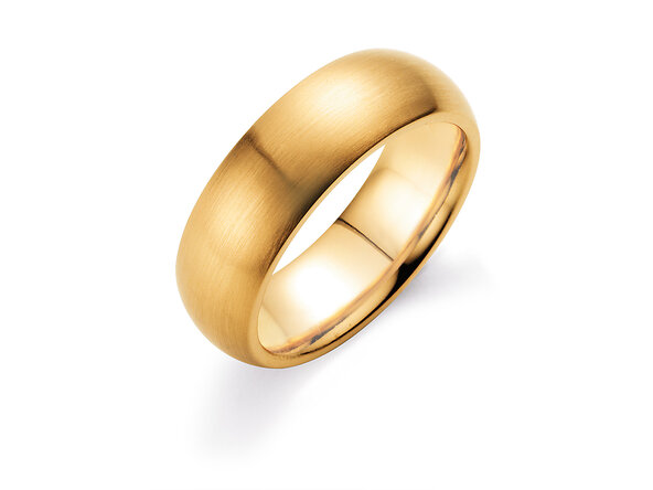 Herenring Classic 6,5mm in 18K geelgoud mat