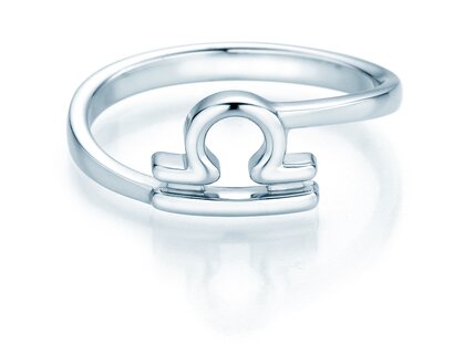 Sterrenbeeld ring Weegschaal in platina 950/-